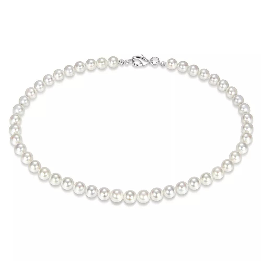 Pearl Necklace Men Simple Handmade Strand Bead Necklace 2022 New
