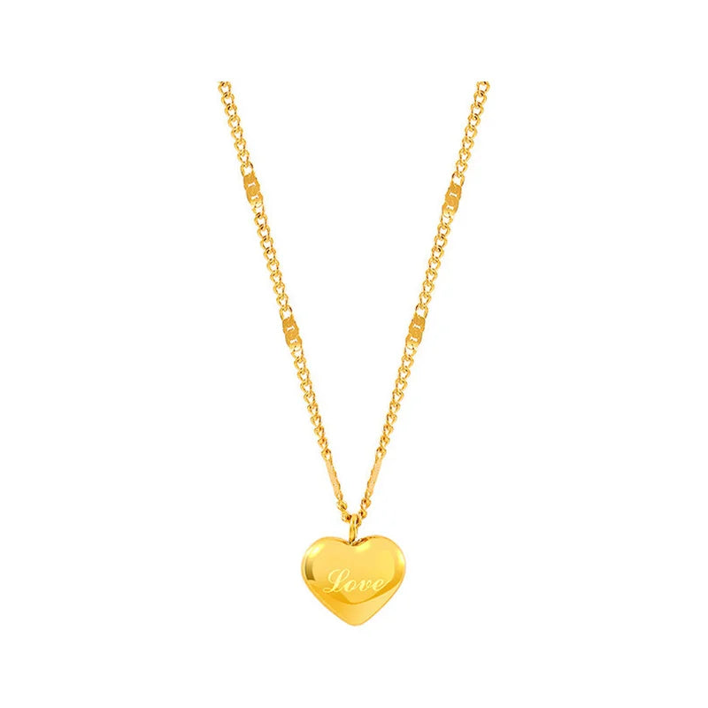 Summer Style Stainless Steel Love Necklace Clavicle Chain 18K Gold