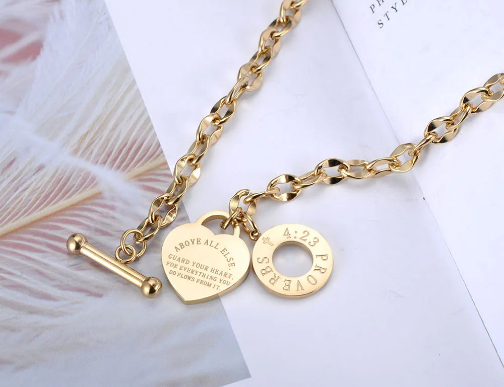 Titanium Stainless Steel Heart Charm Pendant Necklaces Jewelry Classic
