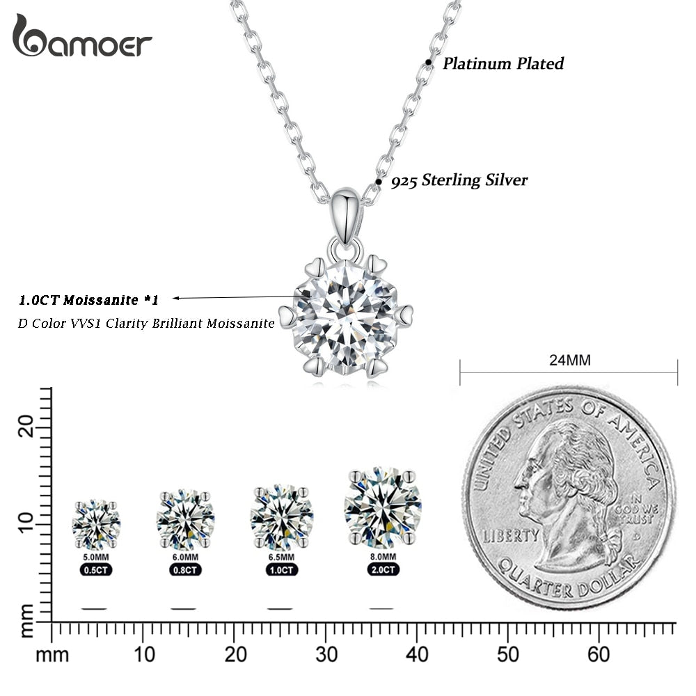 925 Sterling Silver Pendant Necklace | Moissanite Pendant Necklace -