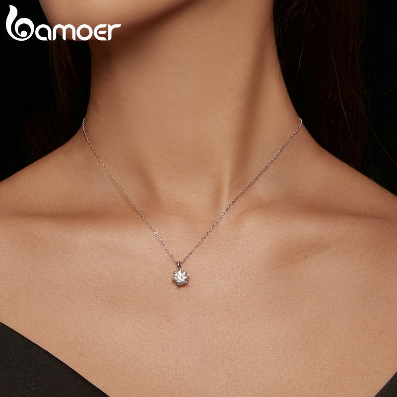 925 Sterling Silver Pendant Necklace | Moissanite Pendant Necklace -