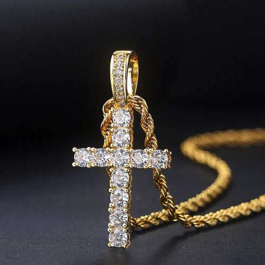 Hiphop Cross Pendant Necklace For Women Jewelry Female Statement Men