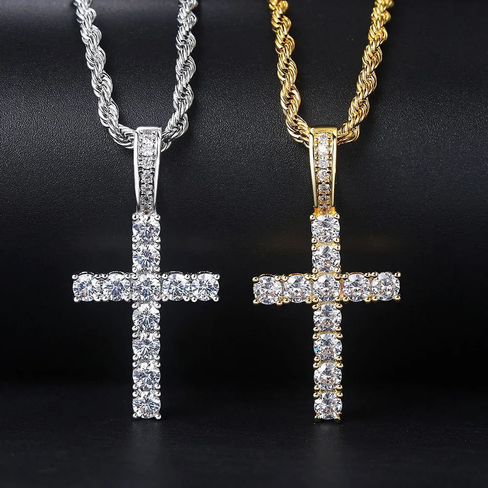 Hiphop Cross Pendant Necklace For Women Jewelry Female Statement Men