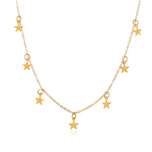 Gold Color Chain Tassel Star Choker Necklace for Women Boho Chocker