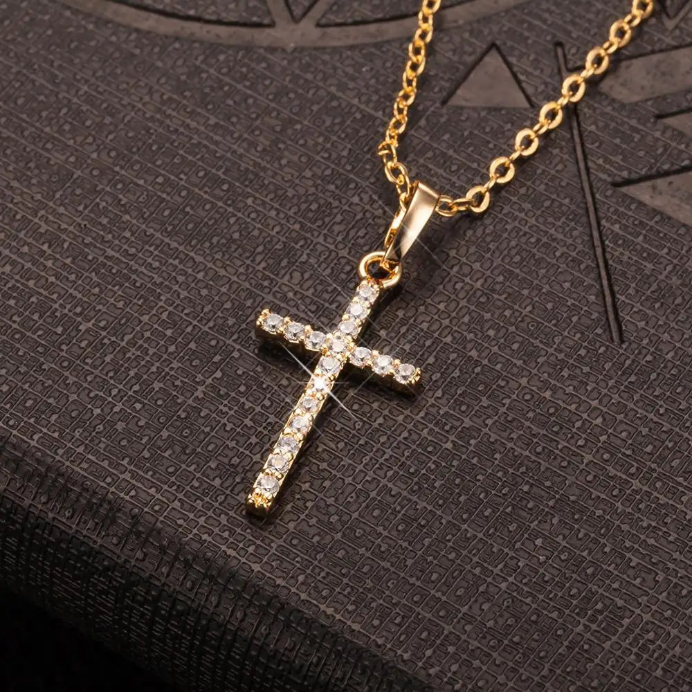 Fashion Female Cross Pendants dropshipping Gold Black Color Crystal