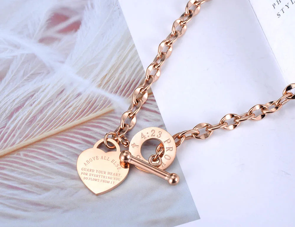 Titanium Stainless Steel Heart Charm Pendant Necklaces Jewelry Classic