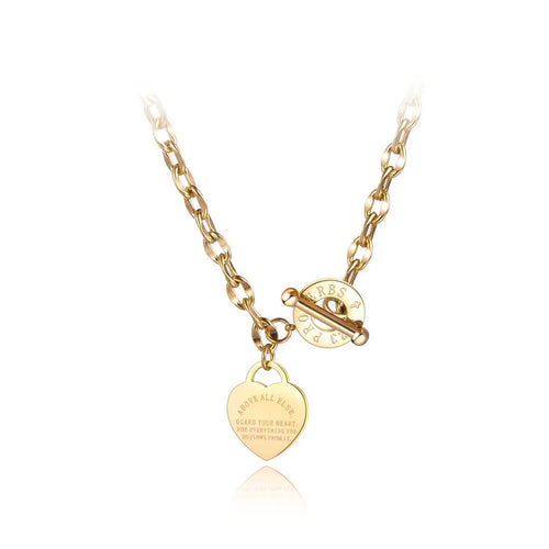 Titanium Stainless Steel Heart Charm Pendant Necklaces Jewelry Classic