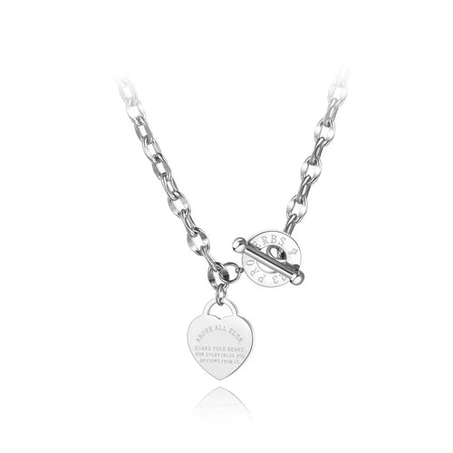 Titanium Stainless Steel Heart Charm Pendant Necklaces Jewelry Classic