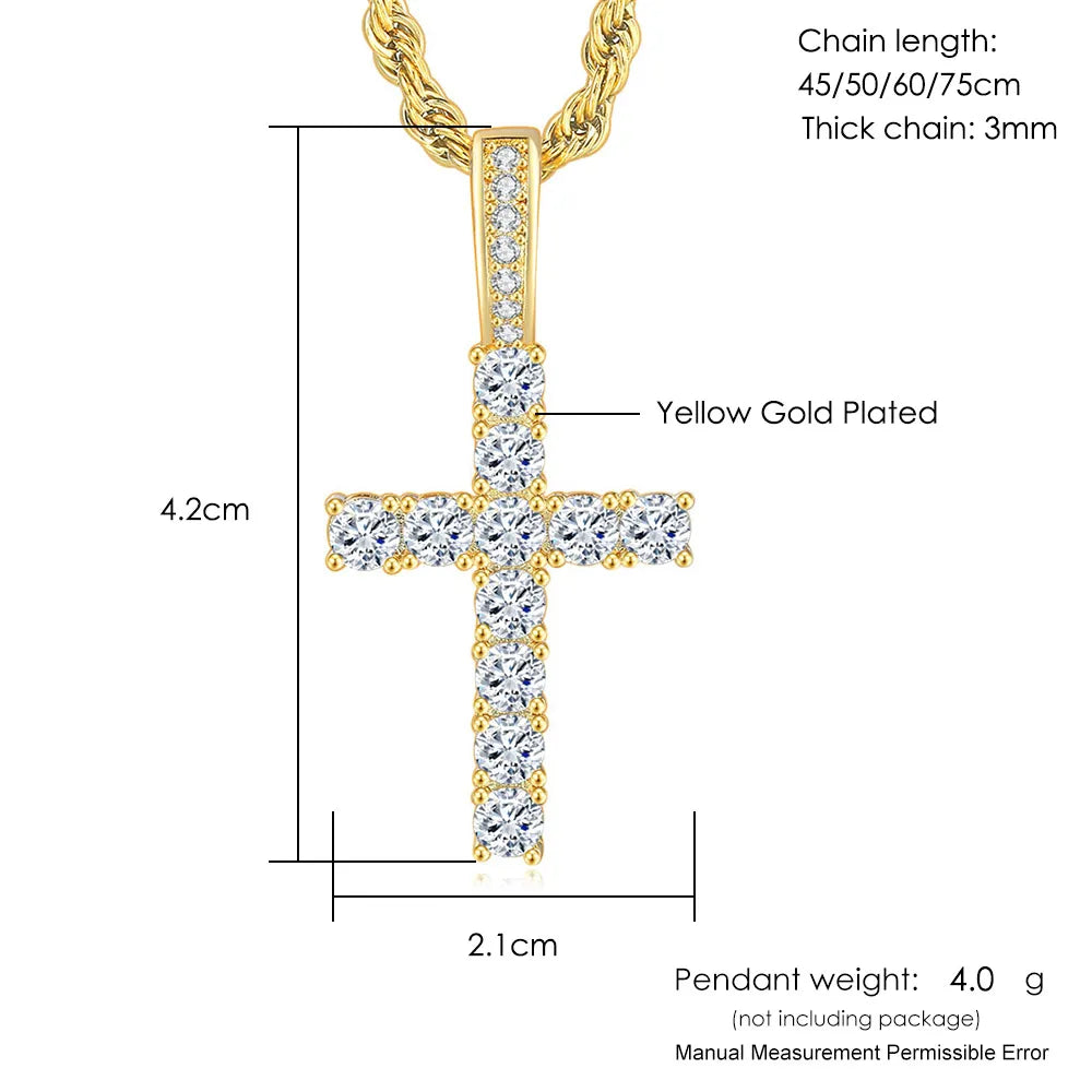 Hiphop Cross Pendant Necklace For Women Jewelry Female Statement Men