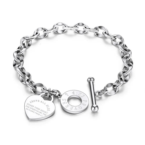 Titanium Stainless Steel Heart Charm Pendant Necklaces Jewelry Classic