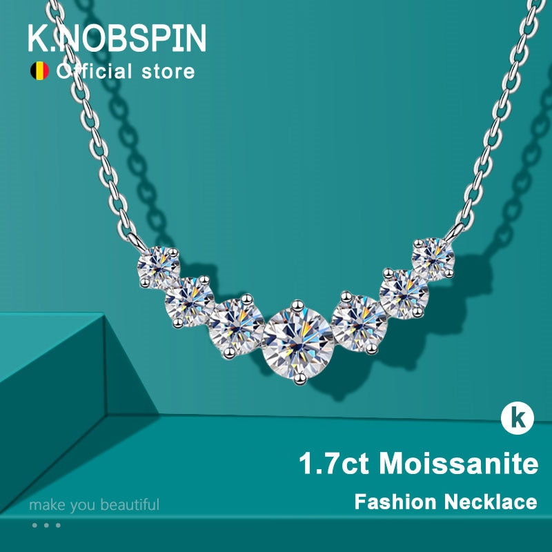 K.nobspin Moissanite Necklace For Woman Wedding Fine Jewely With