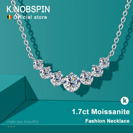 K.nobspin Moissanite Necklace For Woman Wedding Fine Jewely With