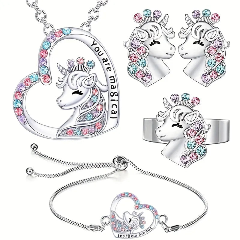 Gorgeous Unicorn Jewelry Set Cute Cartoon Style Unicorn Necklace