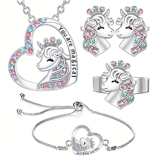 Gorgeous Unicorn Jewelry Set Cute Cartoon Style Unicorn Necklace
