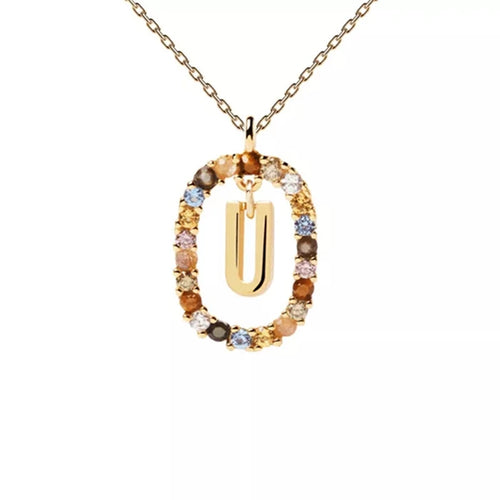 26 English Letters Pendant Necklace Zircon Fashion A - Z Initial M S C