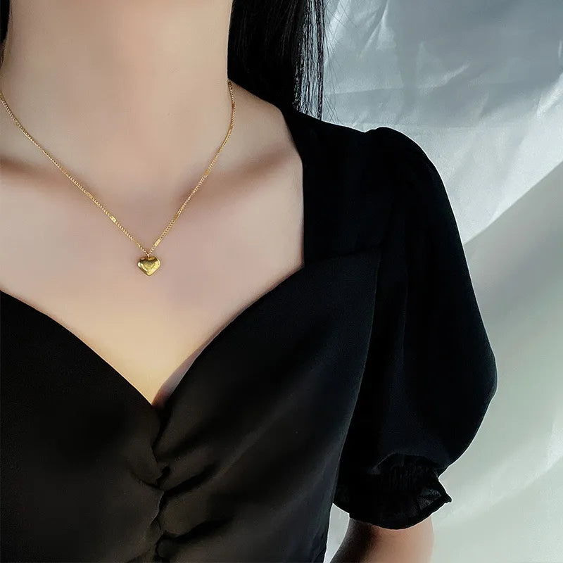 Summer Style Stainless Steel Love Necklace Clavicle Chain 18K Gold