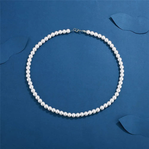 Pearl Necklace Men Simple Handmade Strand Bead Necklace 2022 New