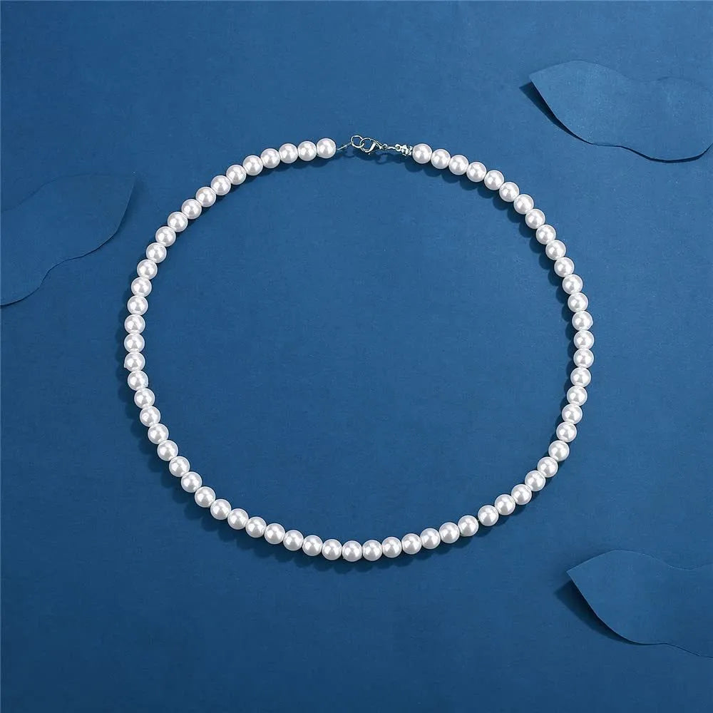 Pearl Necklace Men Simple Handmade Strand Bead Necklace 2022 New