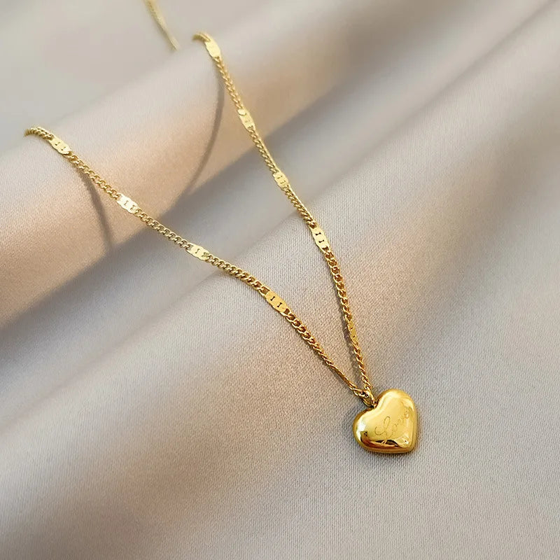 Summer Style Stainless Steel Love Necklace Clavicle Chain 18K Gold