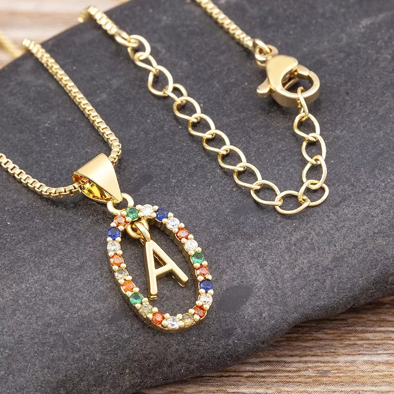 26 English Letters Pendant Necklace Zircon Fashion A - Z Initial M S C