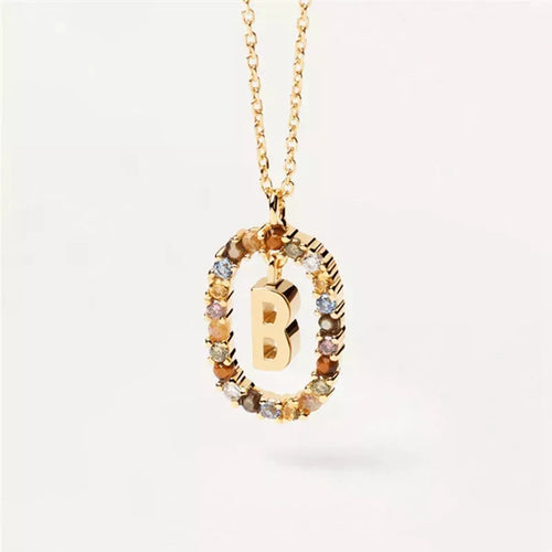 26 English Letters Pendant Necklace Zircon Fashion A - Z Initial M S C