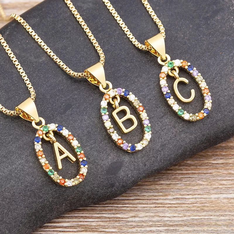 26 English Letters Pendant Necklace Zircon Fashion A - Z Initial M S C