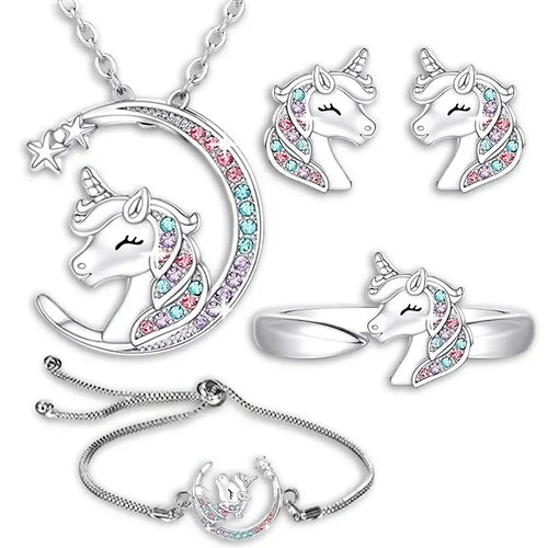 Gorgeous Unicorn Jewelry Set Cute Cartoon Style Unicorn Necklace
