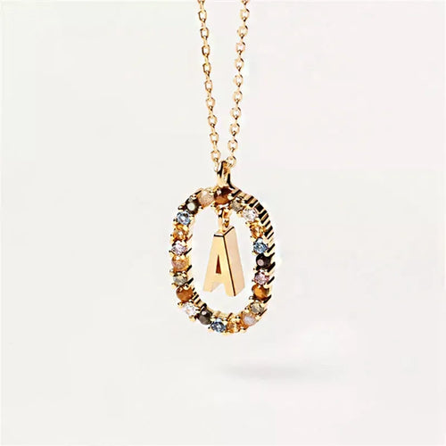 26 English Letters Pendant Necklace Zircon Fashion A - Z Initial M S C