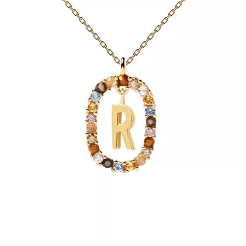 26 English Letters Pendant Necklace Zircon Fashion A - Z Initial M S C