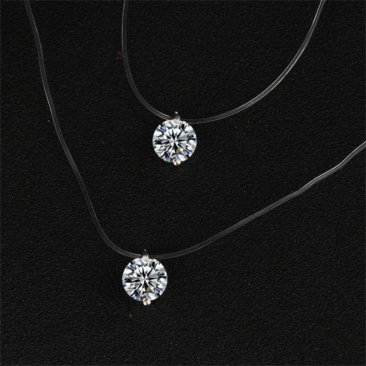 Fashion Shiny Crystal Necklace For Women Female Transparent Fishing
