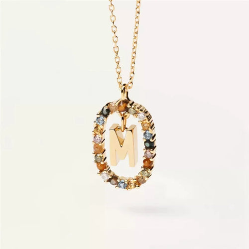 26 English Letters Pendant Necklace Zircon Fashion A - Z Initial M S C