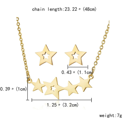 Classic Stainless Steel Cat Pendant Necklace Earrings Set For Women
