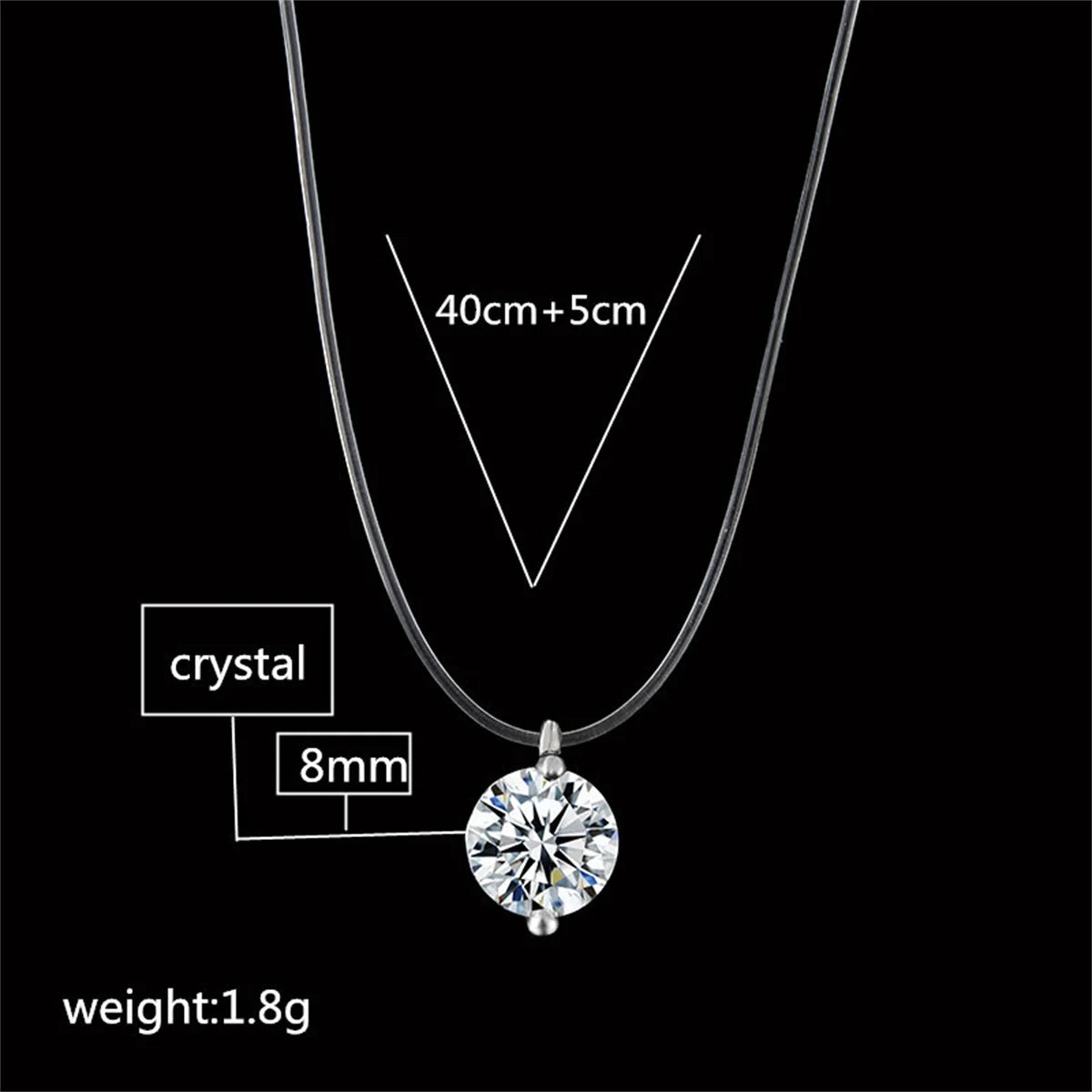 Fashion Shiny Crystal Necklace For Women Female Transparent Fishing
