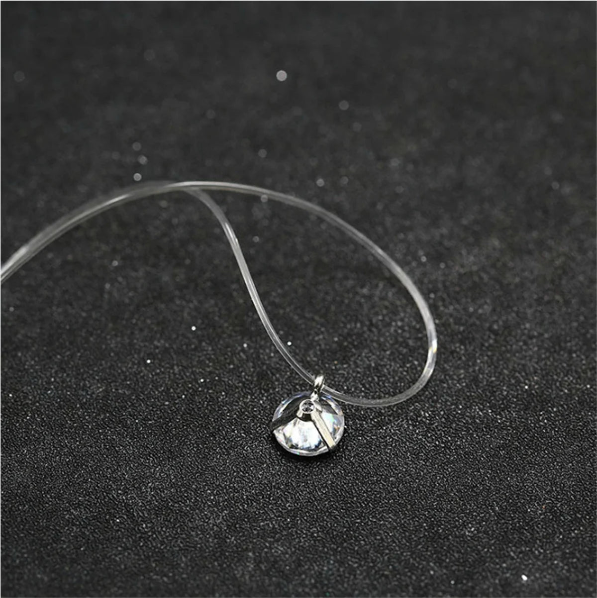 Fashion Shiny Crystal Necklace For Women Female Transparent Fishing