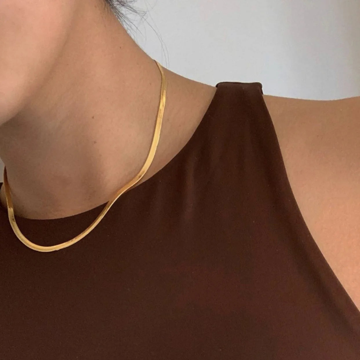 Real gold plating 24K Gold Necklace 4MM/40-45-50-55CM Blade Necklace