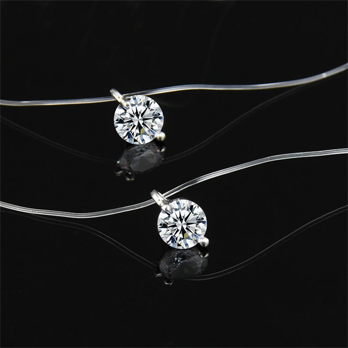 Fashion Shiny Crystal Necklace For Women Female Transparent Fishing
