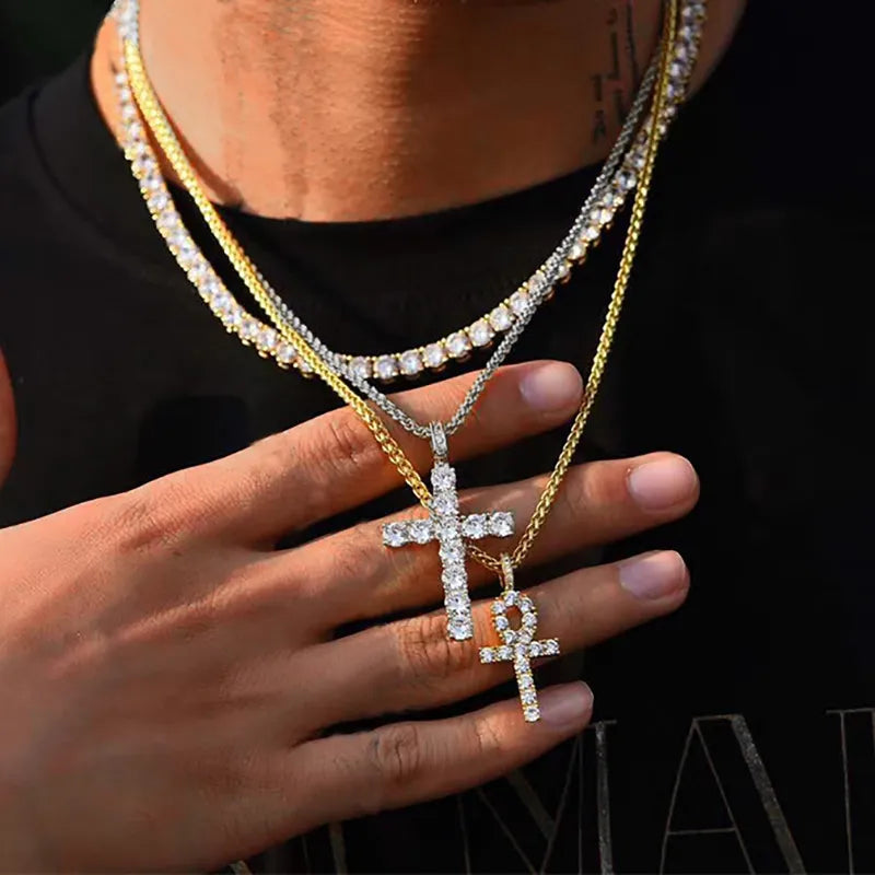 Hiphop Cross Pendant Necklace For Women Jewelry Female Statement Men