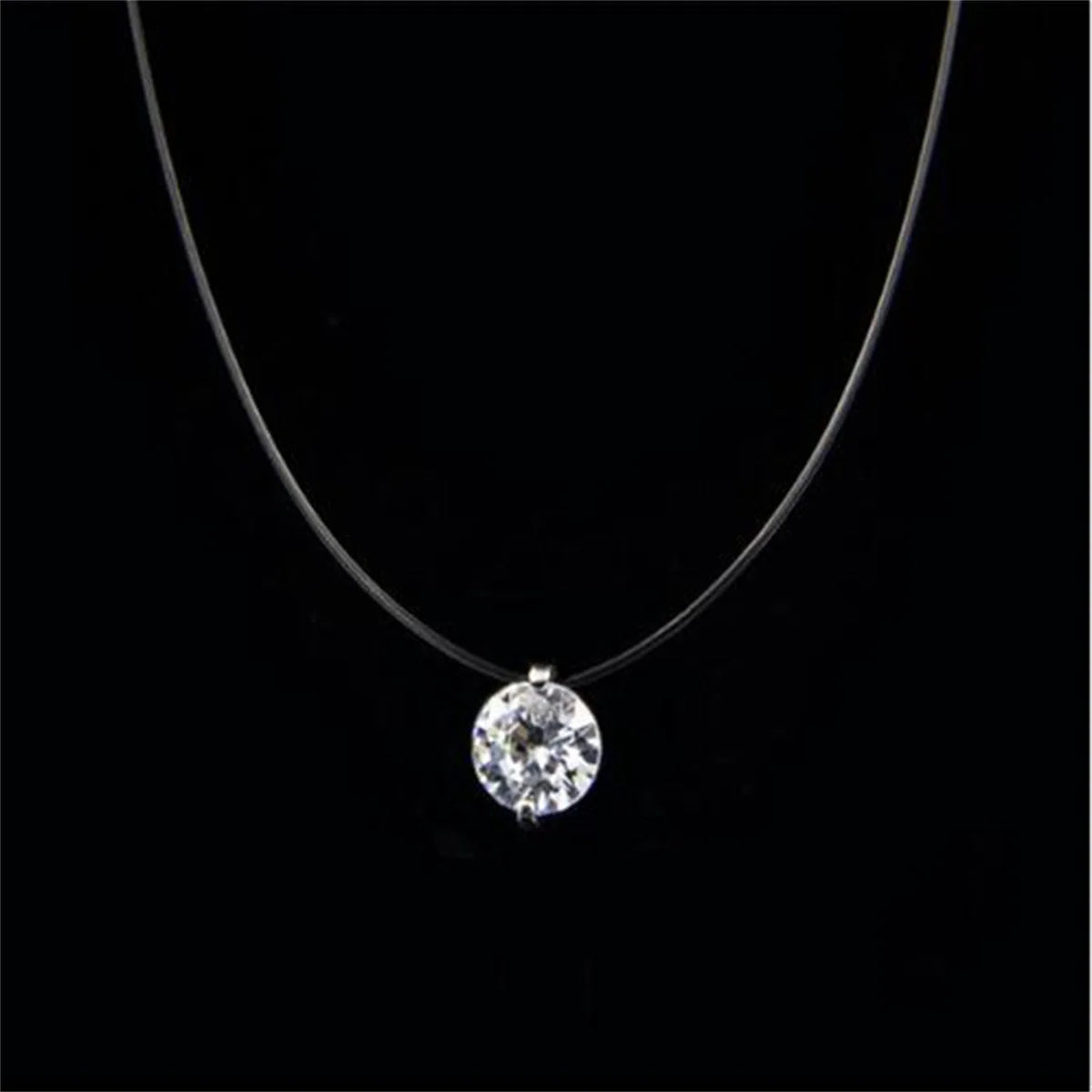 Fashion Shiny Crystal Necklace For Women Female Transparent Fishing