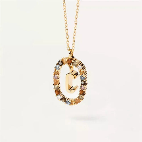 26 English Letters Pendant Necklace Zircon Fashion A - Z Initial M S C