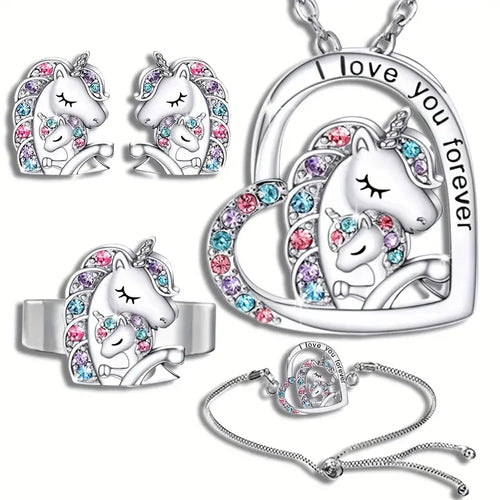 Gorgeous Unicorn Jewelry Set Cute Cartoon Style Unicorn Necklace