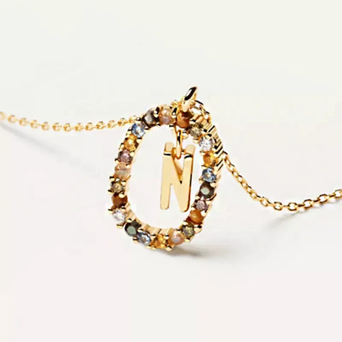 26 English Letters Pendant Necklace Zircon Fashion A - Z Initial M S C