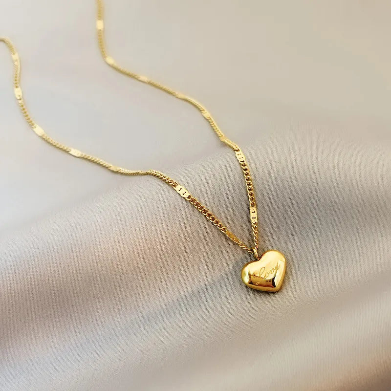 Summer Style Stainless Steel Love Necklace Clavicle Chain 18K Gold