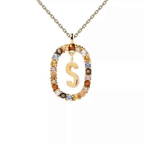 26 English Letters Pendant Necklace Zircon Fashion A - Z Initial M S C