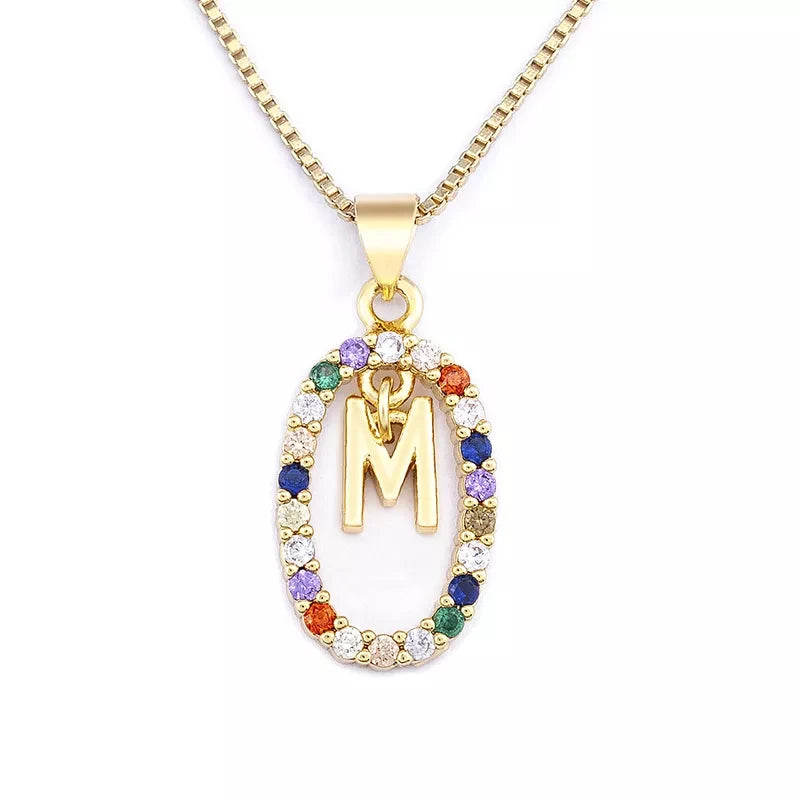 26 English Letters Pendant Necklace Zircon Fashion A - Z Initial M S C