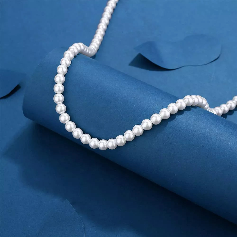 Pearl Necklace Men Simple Handmade Strand Bead Necklace 2022 New