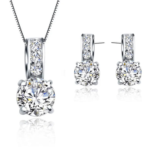 925 Sterling Silver Color Bridal Jewelry Set Classic Cubic Zircon